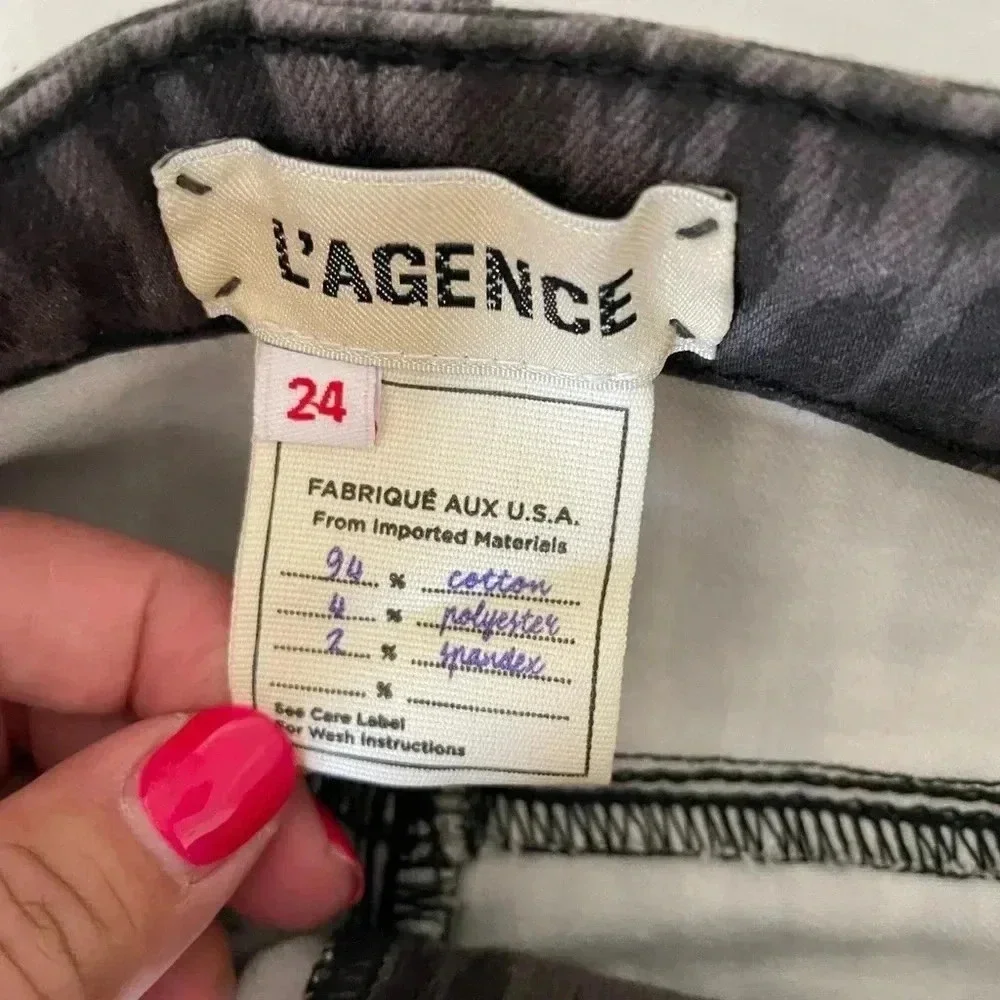 L’AGENCE leopard skinny denim